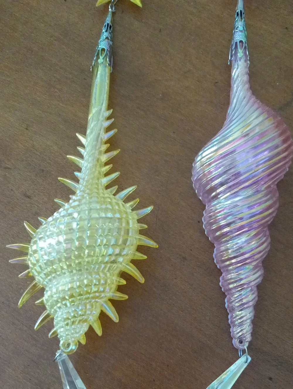 Kurt Adler Yellow and Pink Seashell Drop Holiday Ornaments — Set of 2